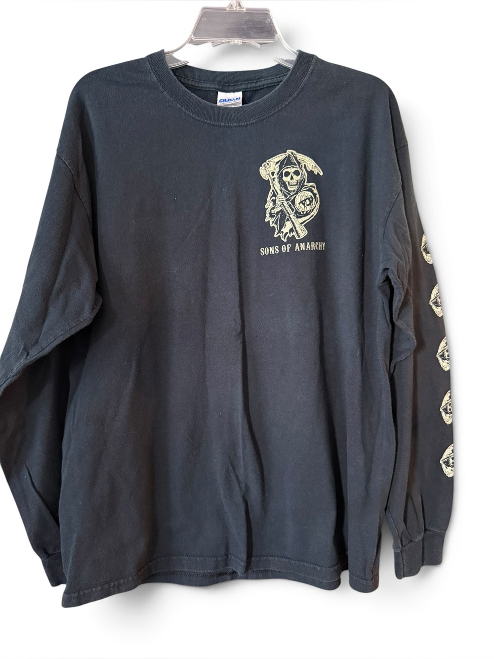 Gildan Original Sons of Anarchy California Long Sleeve Graphic Black Tee Shirt L